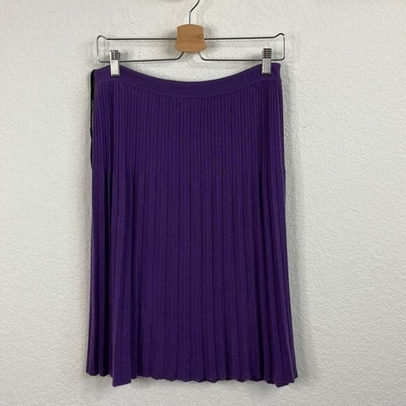 St John Cashmere Knit Pleated A Line Skirt - Picture 1 of 7